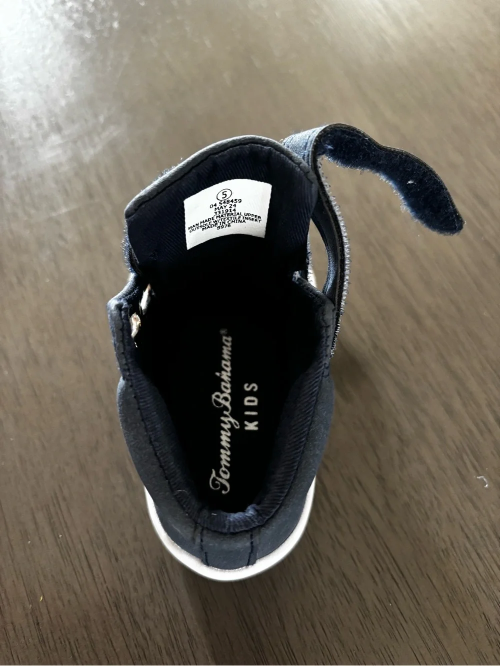 Tommy Bahama Navy and White Kids Velcro High-Top Sneakers
